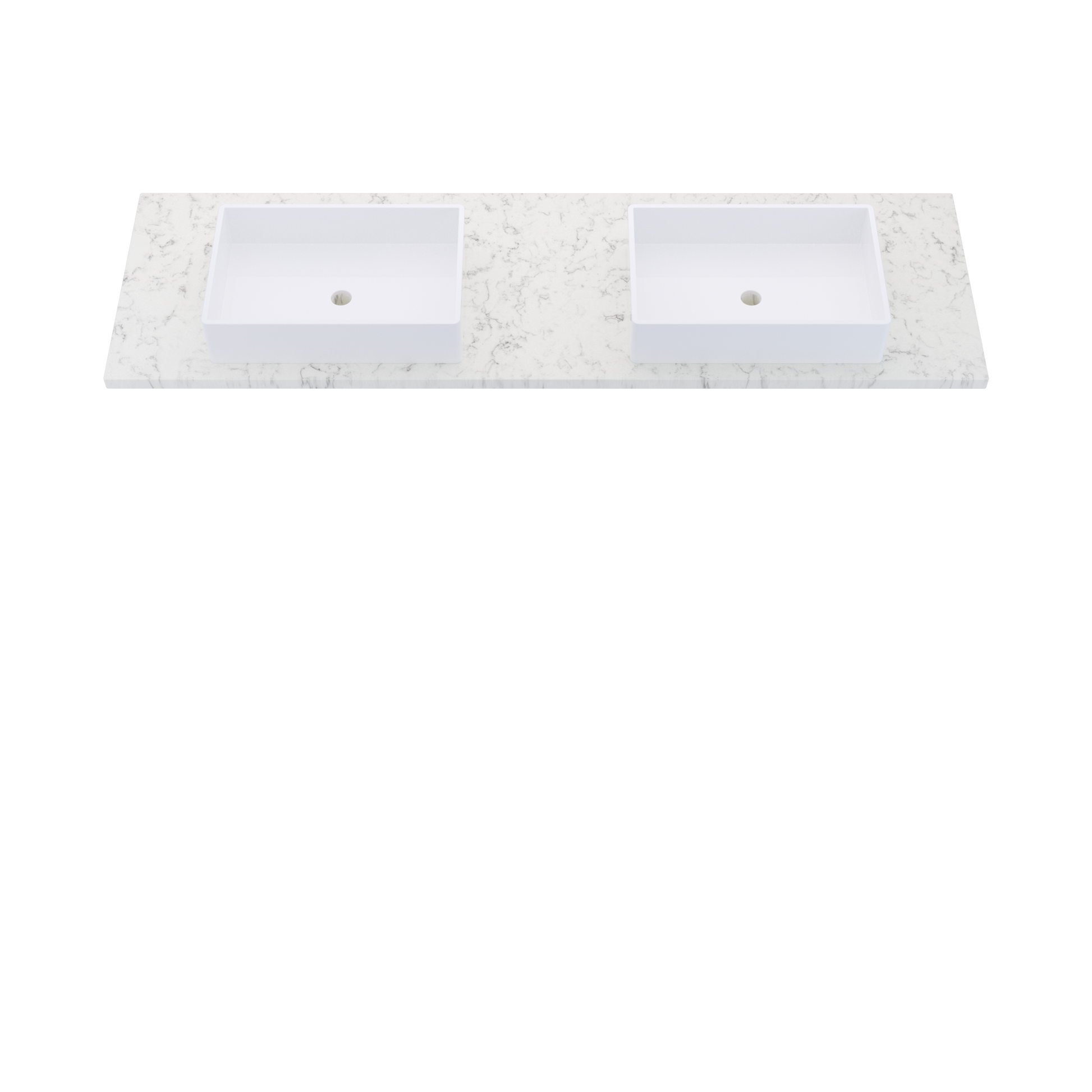 73" Vanderloc Silestone® Quartz Bathroom Vanity Top | Double Vigo Sink | Centered in Lyra