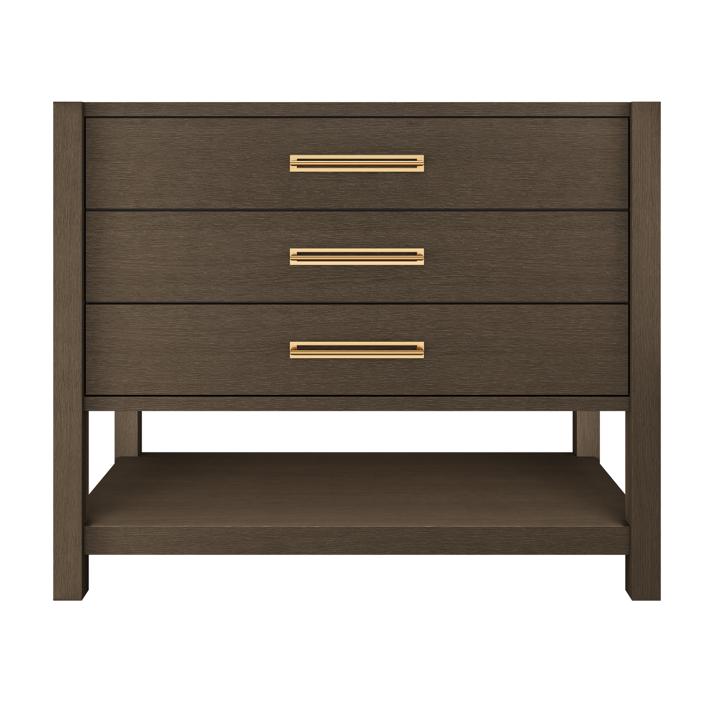 Kiawah 3-Drawer Single Bath Vanity 42in Russet Shadow Satin Gold