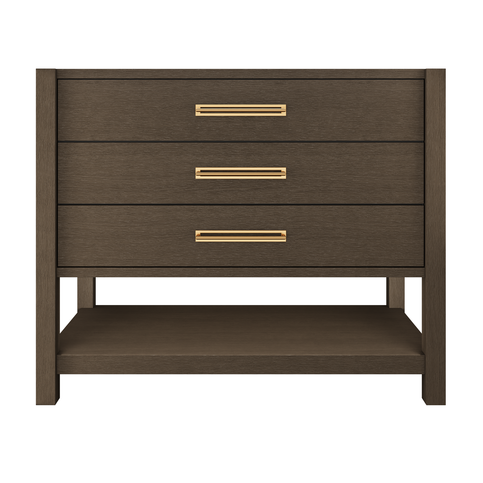 Kiawah 3-Drawer Single Bath Vanity 42in Russet Shadow Satin Gold