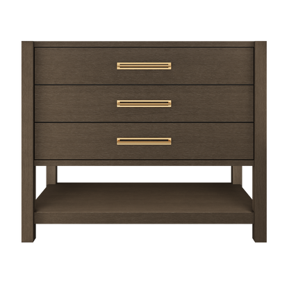 Kiawah 3-Drawer Single Bath Vanity 42in Russet Shadow Satin Gold
