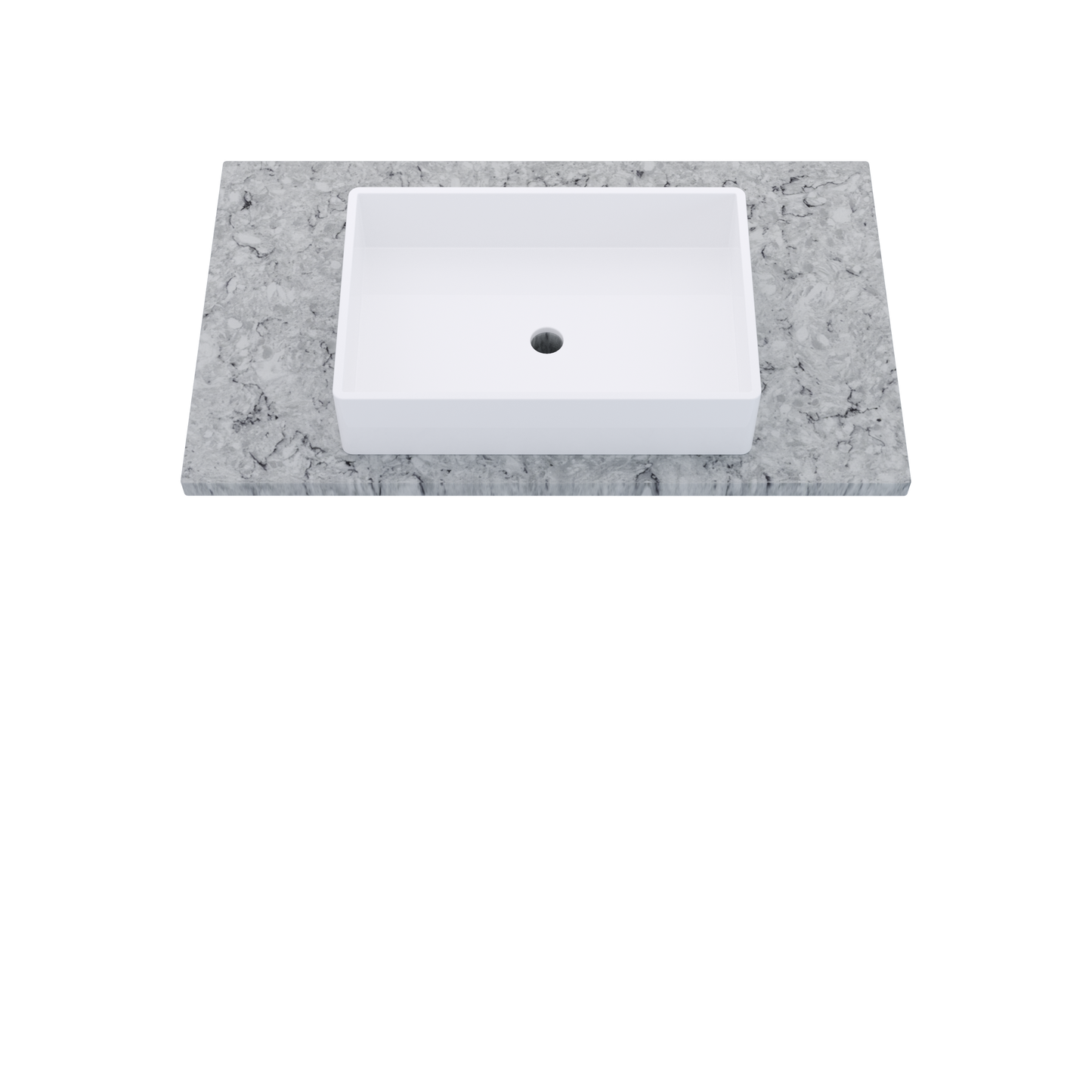 37" Vanderloc Silestone® Quartz Bathroom Vanity Top | Single Vigo Sink | Centered in Pietra