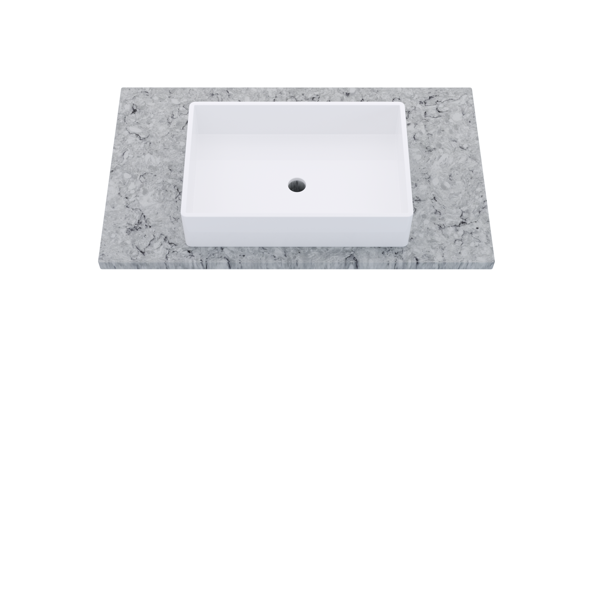 37" Vanderloc Silestone® Quartz Bathroom Vanity Top | Single Vigo Sink | Centered in Pietra