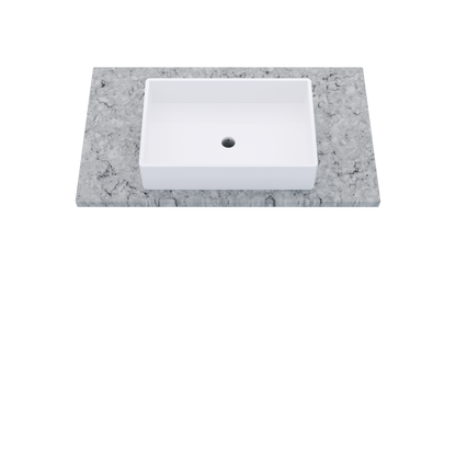 37" Vanderloc Silestone® Quartz Bathroom Vanity Top | Single Vigo Sink | Centered in Pietra
