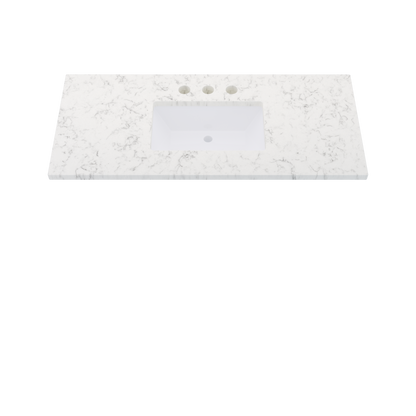 49" Vanderloc Silestone® Quartz Bathroom Vanity Top | Single Rectangle Sink | Centered in Lyra