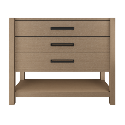 Kiawah 3-Drawer Single Bath Vanity 42in Smoked Modern Matte Black