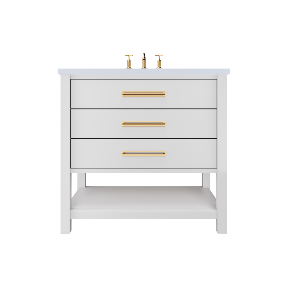 Vanderloc Kiawah Three-Drawer Single Sink 30" - Strong White