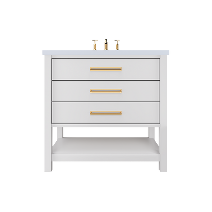 Vanderloc Kiawah Three-Drawer Single Sink 30" - Strong White