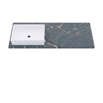 55" Vanderloc Silestone® Quartz Bathroom Vanity Top | Single Rectangle Sink | Offset in Parisien Bleu