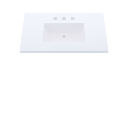 37" Vanderloc Silestone® Quartz Bathroom Vanity Top | Single Rectangle Sink | Centered in Miami White
