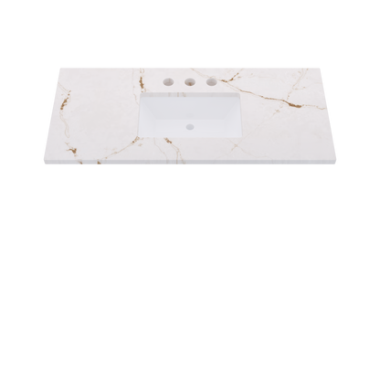 49" Vanderloc Silestone® Quartz Bathroom Vanity Top | Single Rectangle Sink | Centered in Versailles Ivory