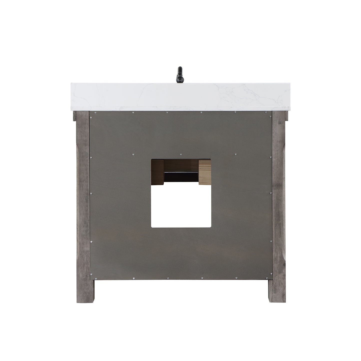 Vinnova, Villareal 36" Single Bath Vanity in Classical Grey with Composite Stone Top in White, White Farmhouse Basin