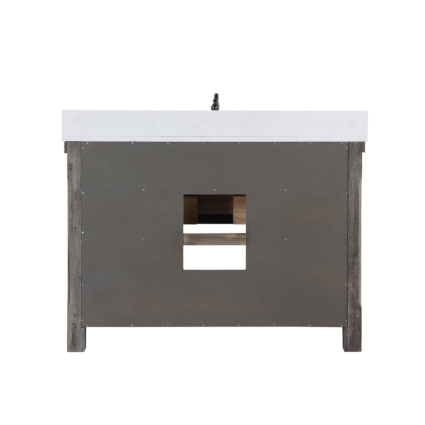 Vinnova, Villareal 48" Single Bath Vanity in Classical Grey with Composite Stone Top in White, White Farmhouse Basin