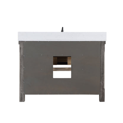 Vinnova, Villareal 48" Single Bath Vanity in Classical Grey with Composite Stone Top in White, White Farmhouse Basin