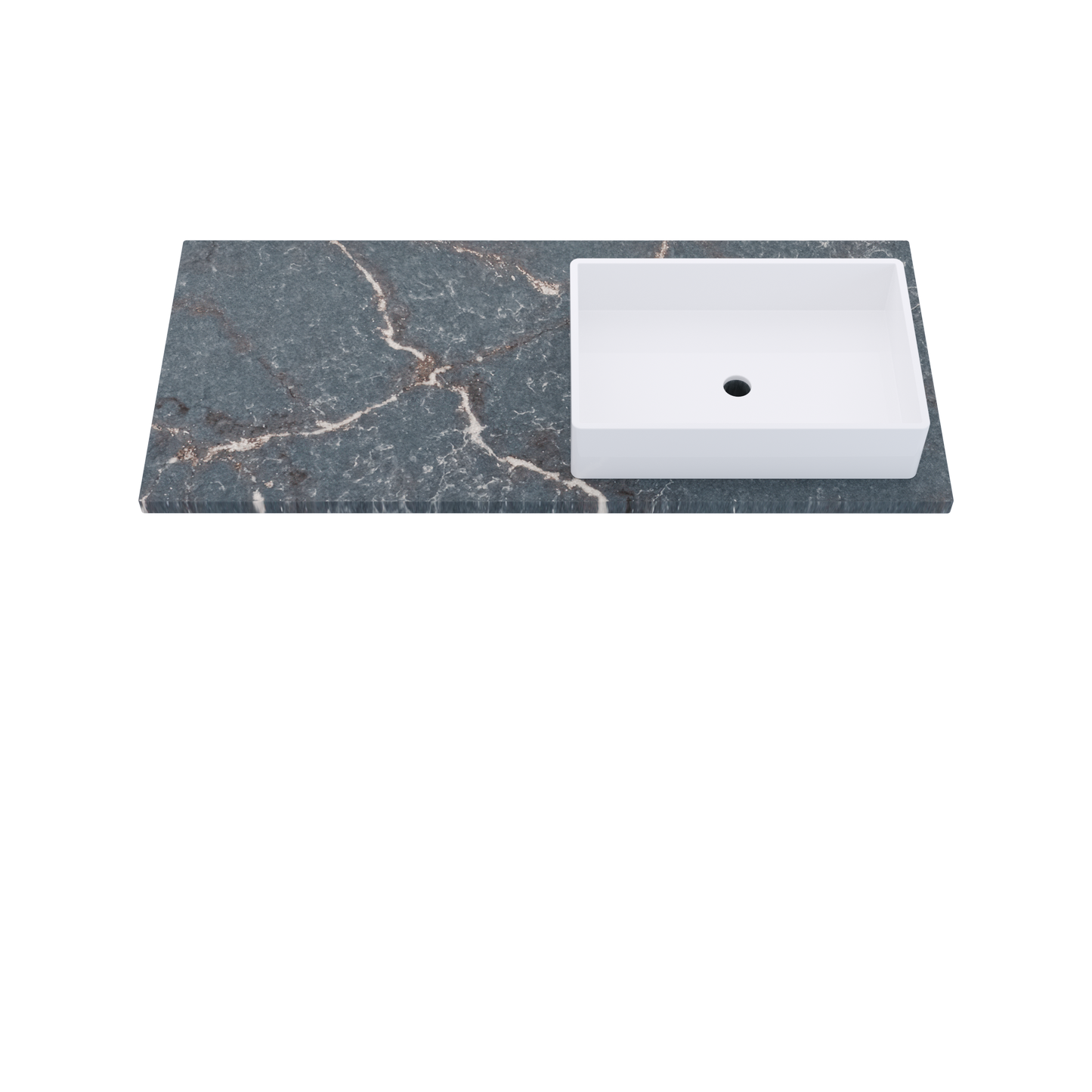 49" Vanderloc Silestone® Quartz Bathroom Vanity Top | Single Vigo Sink | Offset in Parisien Bleu