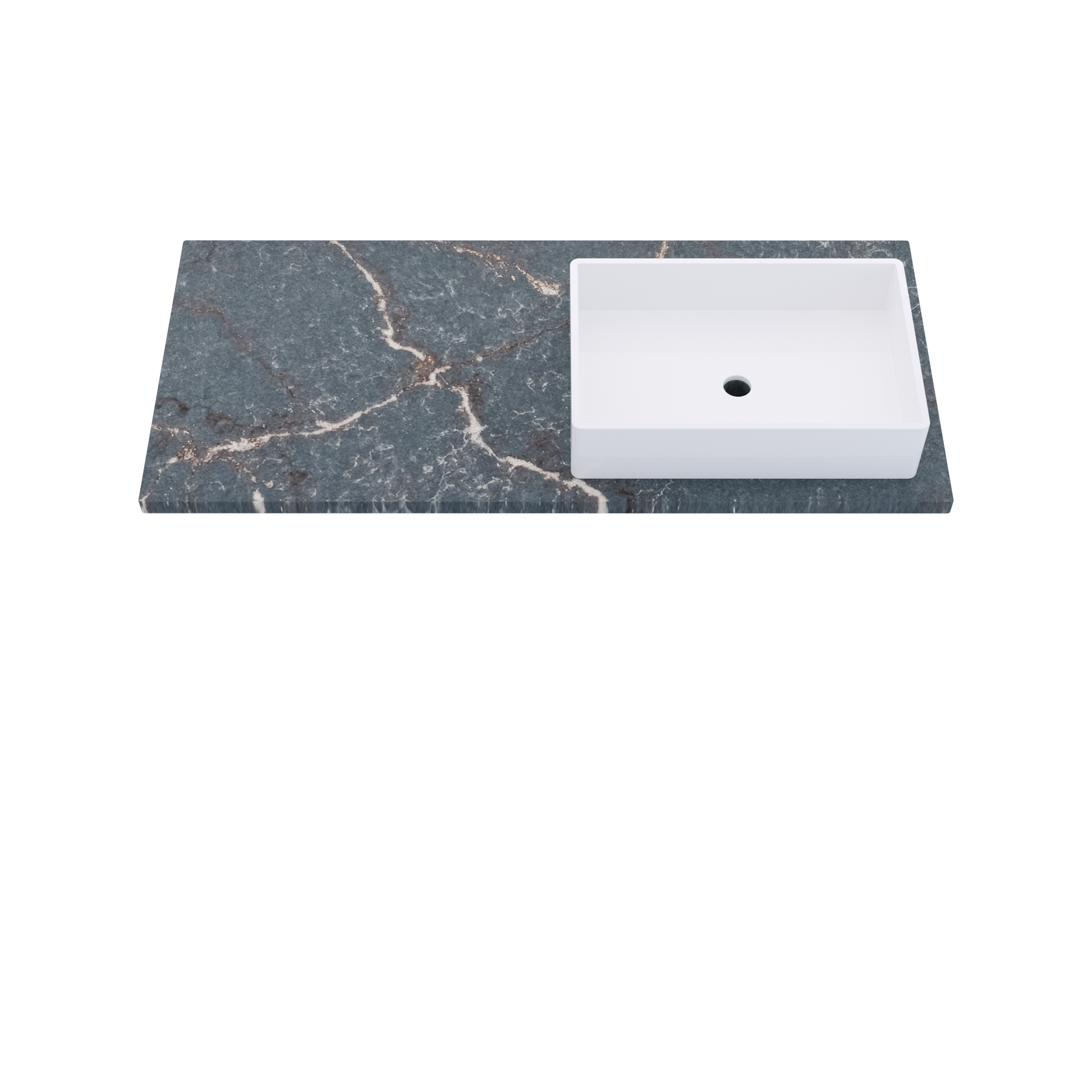 49" Vanderloc Silestone® Quartz Bathroom Vanity Top | Single Vigo Sink | Offset in Parisien Bleu