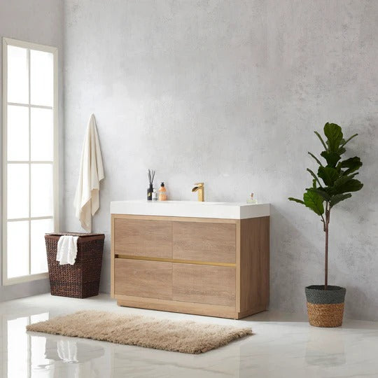 Vinnova Huesca 48-inch single sink bathroom vanity in North American Oak