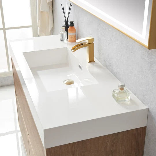 Vinnova Huesca 48-inch single sink bathroom vanity in North American Oak — view 4