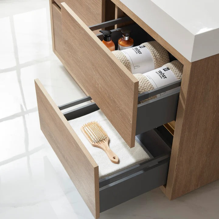 Vinnova Huesca 48-inch single sink bathroom vanity in North American Oak — view 3