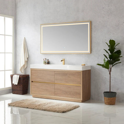 Vinnova Huesca 60-inch single sink bathroom vanity in North American Oak