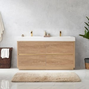 Vinnova Huesca double sink bathroom vanity in North American Oak