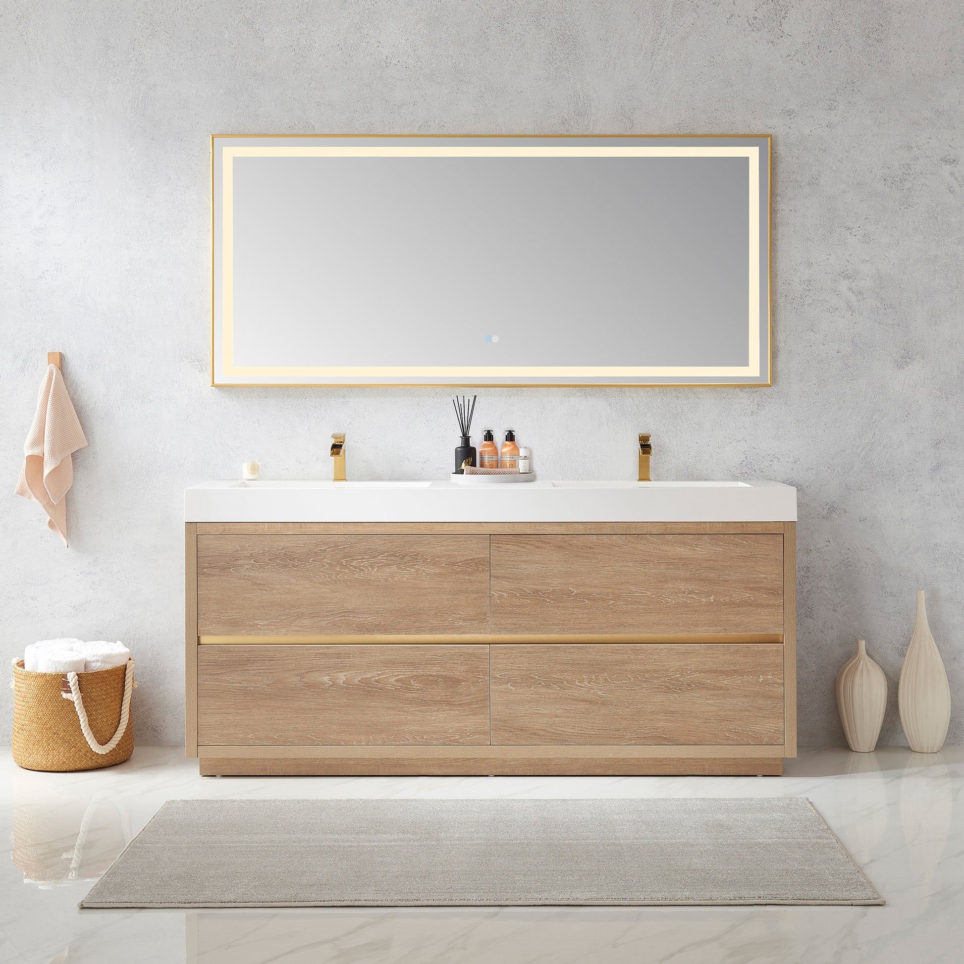 Vinnova Huesca 72-inch double sink bathroom vanity in North American Oak