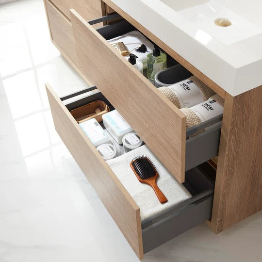 Vinnova Huesca 72-inch double sink bathroom vanity in North American Oak — view 4