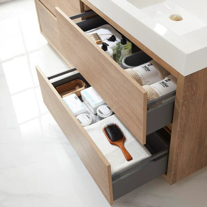 Vinnova Huesca 72-inch double sink bathroom vanity in North American Oak — view 4