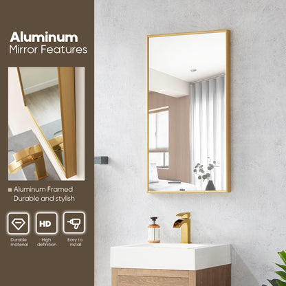 Vinnova, Palencia 18" Single Sink Wall-Mount Bath Vanity in North American Oak with White Composite Integral Square Sink Top and Mirror