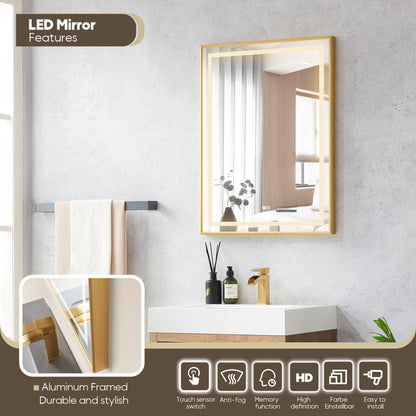 Vinnova, Palencia 24" Single Sink Wall-Mount Bath Vanity in North American Oak with White Composite Integral Square Sink Top and Mirror