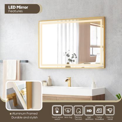 Vinnova, Palencia 48" Single Sink Wall-Mount Bath Vanity in North American Oak with White Composite Integral Square Sink Top and Mirror