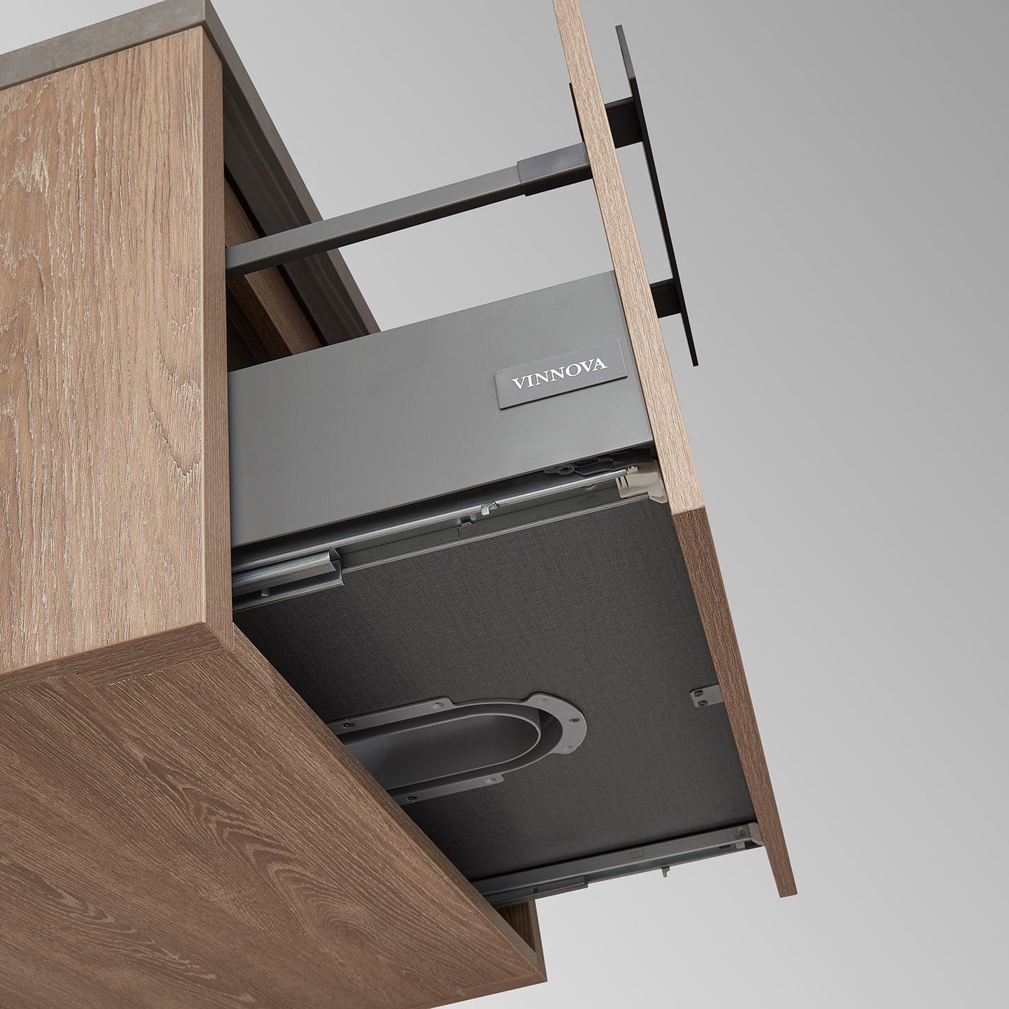 Vinnova, Carcastillo 30" Single Sink Bath Vanity in North American Oak with Grey Sintered Stone Top and Mirror