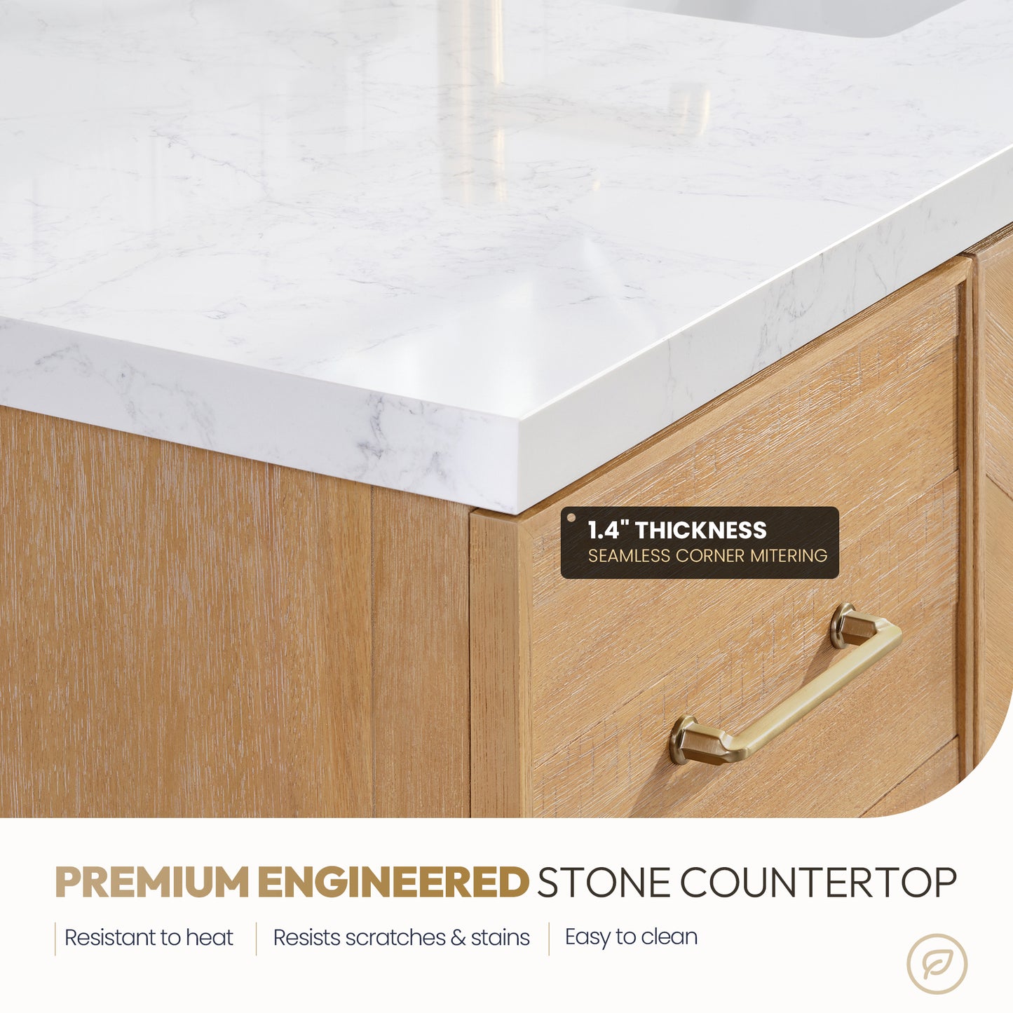 Vinnova, Karachi 48" Single Sink Bath Vanity in Acacia Classic Gray with White Grain Composite Stone Top
