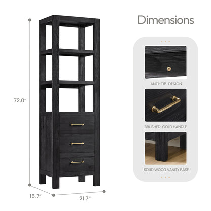 Vinnova, León 22in. Black Storage Cabinet for Bathroom, Kitchen and Living Room