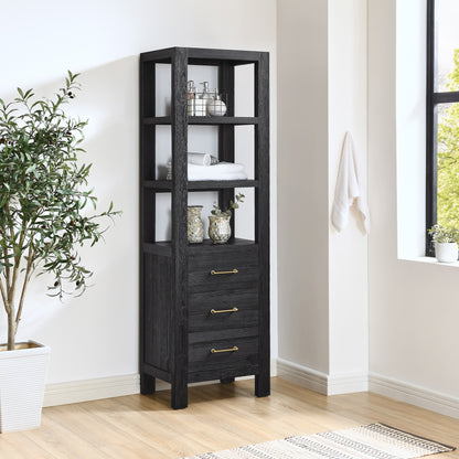 Vinnova, León 22in. Black Storage Cabinet for Bathroom, Kitchen and Living Room