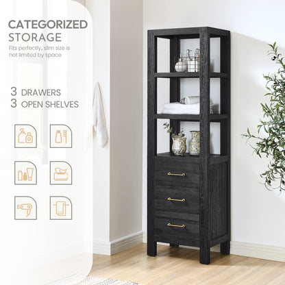 Vinnova, León 22in. Black Storage Cabinet for Bathroom, Kitchen and Living Room