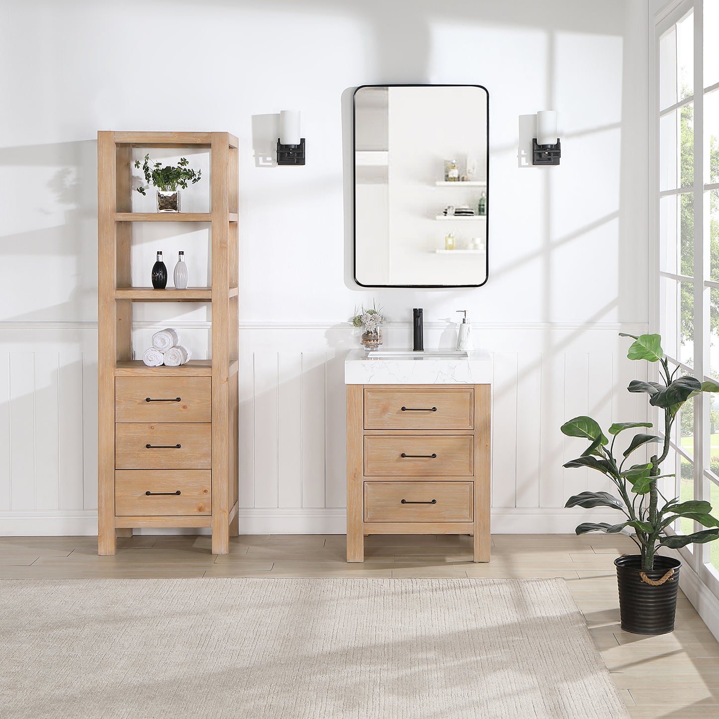 Vinnova, León 22in. Brown Storage Cabinet for Bathroom, Kitchen and Living Room