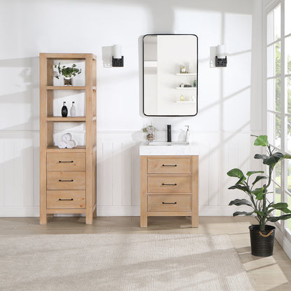 Vinnova, León 22in. Brown Storage Cabinet for Bathroom, Kitchen and Living Room