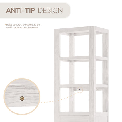 Vinnova, León 22in. Washed White Storage Cabinet for Bathroom, Kitchen and Living Room