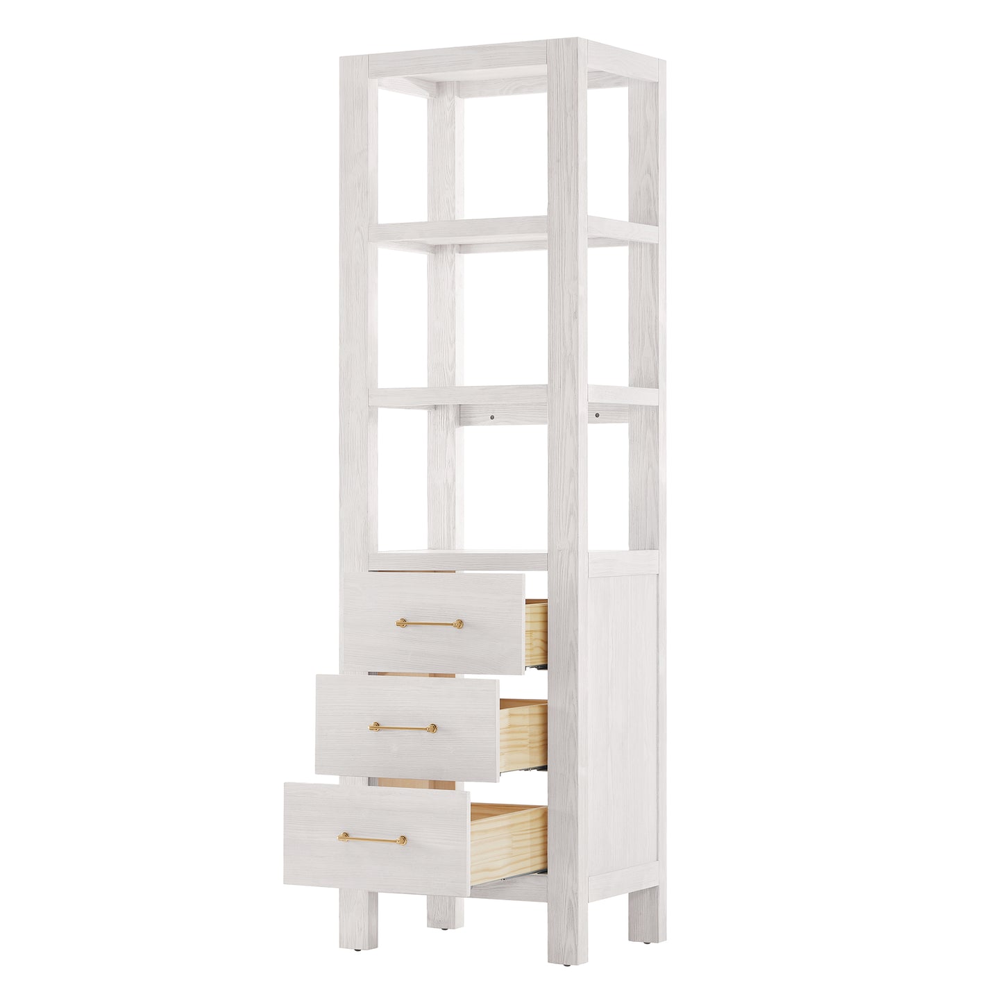 Vinnova, León 22in. Washed White Storage Cabinet for Bathroom, Kitchen and Living Room