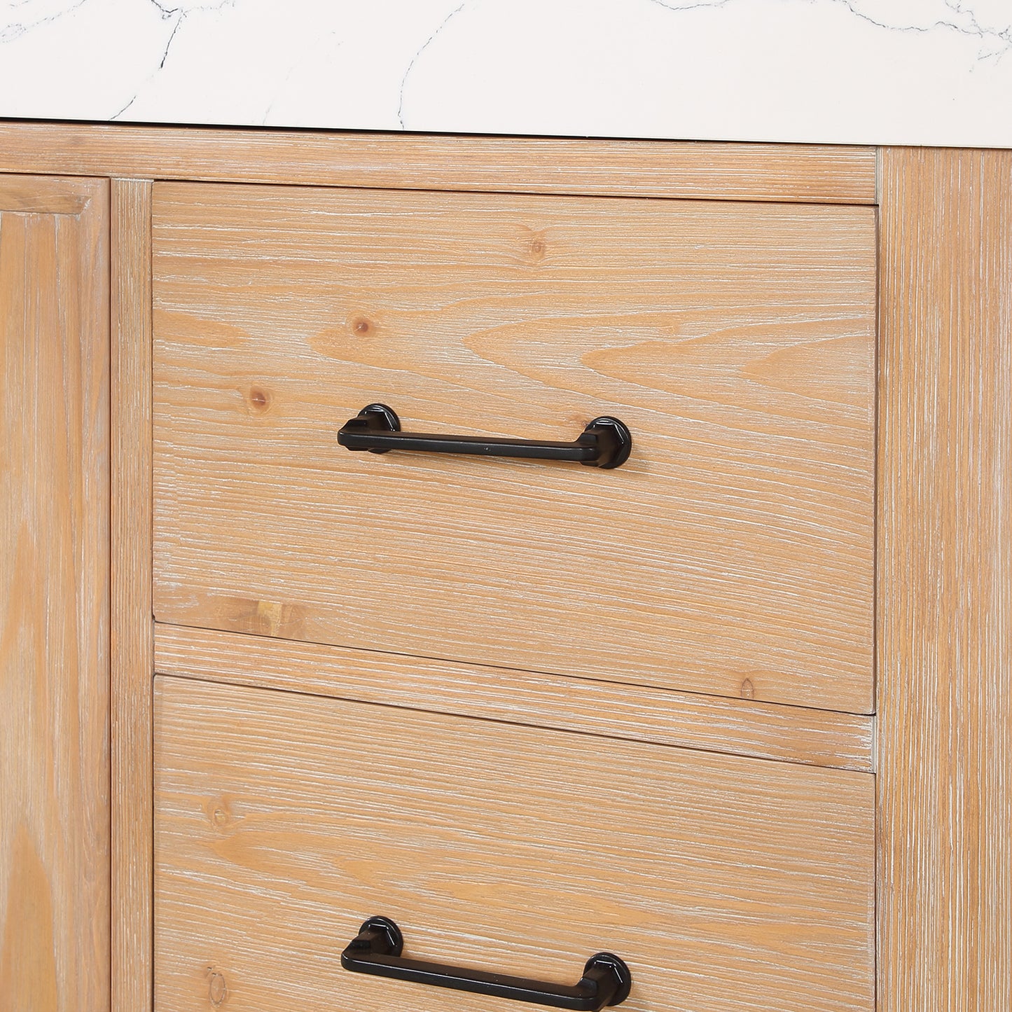 Vinnova, León 48in. Free-standing Single Bathroom Vanity in Fir Wood Brown with Composite top in Lightning White