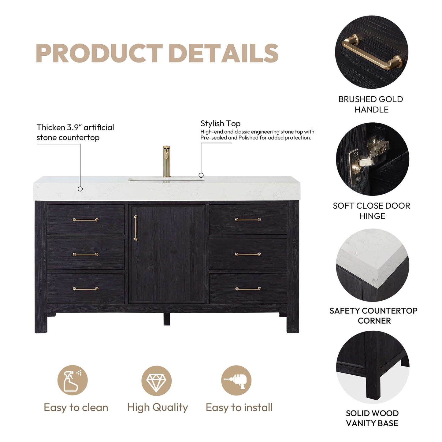 Vinnova León 60" Vanity Free-Standing Single Bathroom