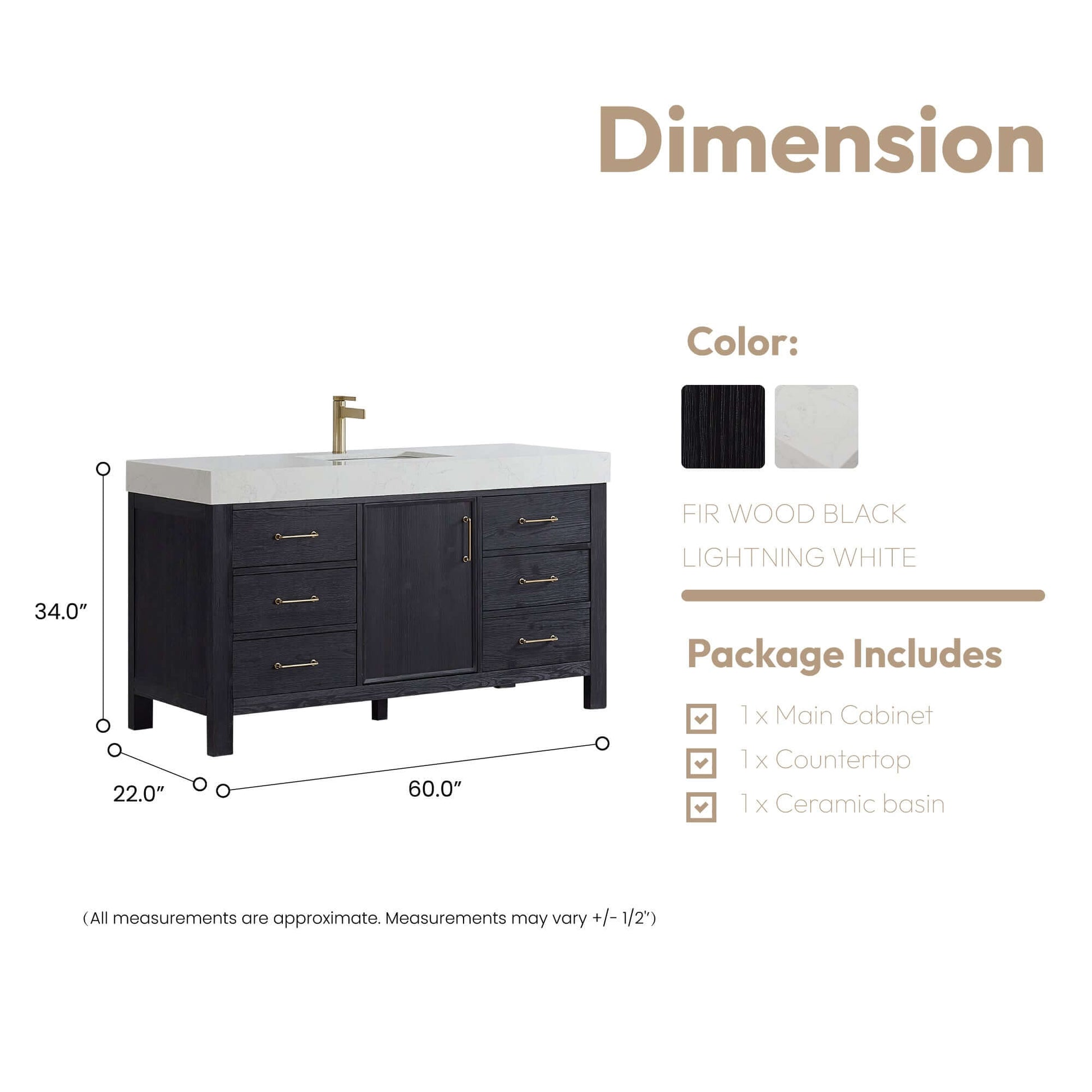 Vinnova León 60" Vanity Free-Standing Single Bathroom