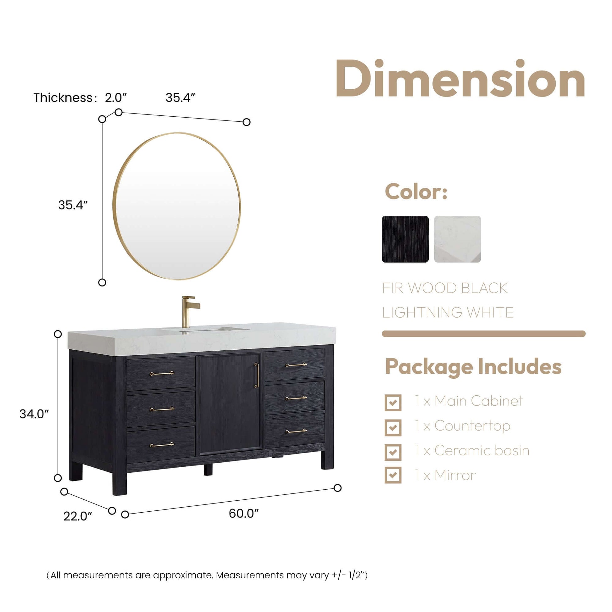 Vinnova León 60" Vanity Free-Standing Single Bathroom