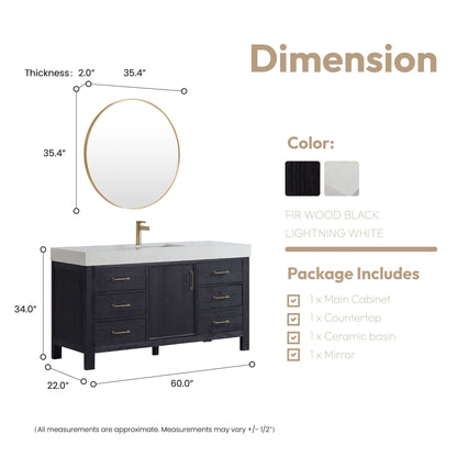 Vinnova León 60" Vanity Free-Standing Single Bathroom