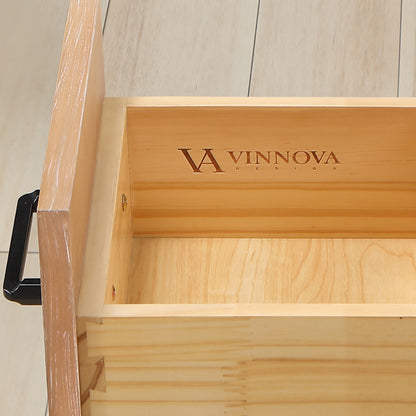 Vinnova, León 60in. Free-standing Double Bathroom Vanity in Fir Wood Brown with Composite top in Lightning White and Mirror