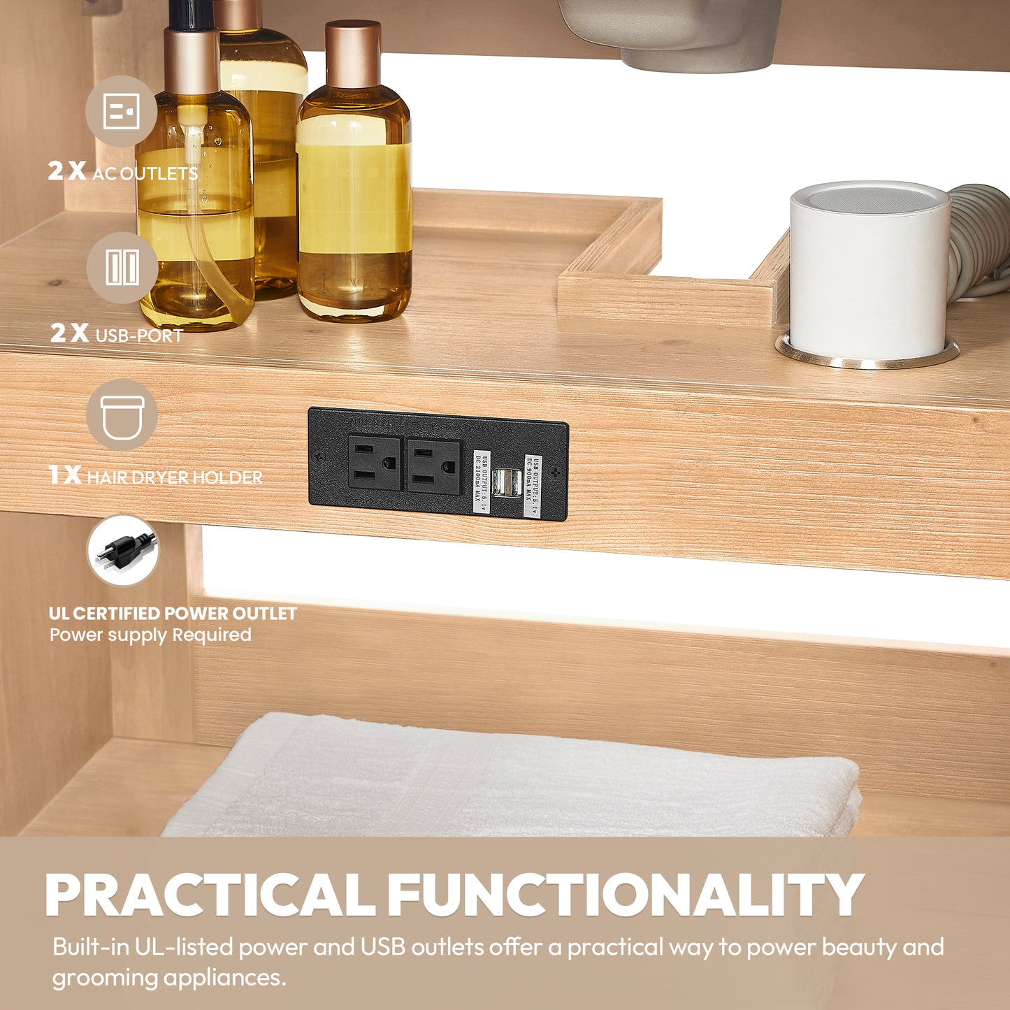 Vinnova, León 72in. Free-standing Double Bathroom Vanity in Fir Wood Brown with Composite top in Lightning White