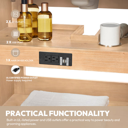 Vinnova, León 72in. Free-standing Double Bathroom Vanity in Fir Wood Brown with Composite top in Lightning White