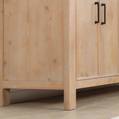 Vinnova, León 72in. Free-standing Double Bathroom Vanity in Fir Wood Brown with Composite top in Lightning White