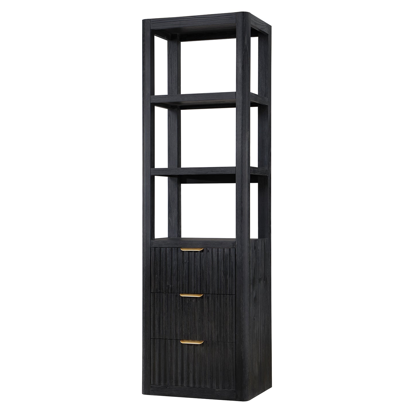 Vinnova, Cádiz 22in. Black Storage Cabinet with 3 Drawers 3 Shelves for Bathroom and Living Room