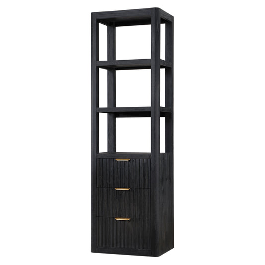 Vinnova, Cádiz 22in. Black Storage Cabinet with 3 Drawers 3 Shelves for Bathroom and Living Room